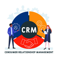Flat design with people. CRM - Consumer Relationship Management acronym. business concept background. Vector illustration for website banner, marketing materials, business presentation, online adverti
