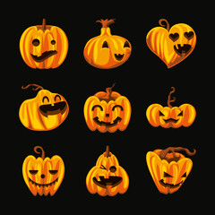 set of halloween pumpkins