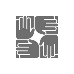 Teamwork grey icon. Isolated on white background