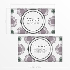 Set of business cards. Vintage pattern in modern style with cyclamen plants and cicadas. Vector illustration