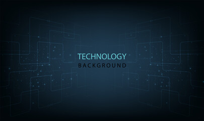  Abstract Circuit board technology background.Vector abstract technology illustration Circuit board on dark blue background.High tech circuit board connection system concept. 