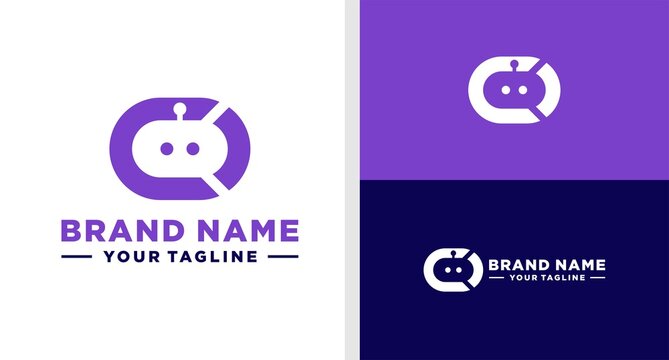 LETTER C LOGO ROBOT NEGATIVE SPACE EDITABLE