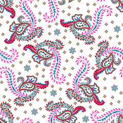 decorative seamless colorful traditional hand-drawn-paisley-style element drawing