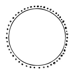 Doodle circle frame, wreath. Black and white illustration isolated.