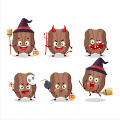 Halloween expression emoticons with cartoon character of pecans