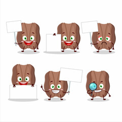 Pecans cartoon in character bring information board