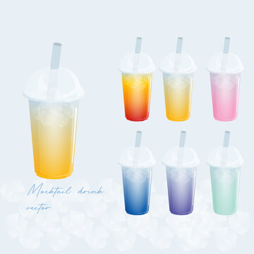 mocktail cup drink various flavors vector illustration