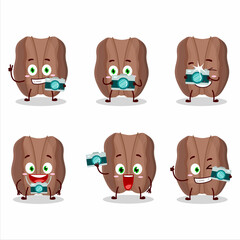 Photographer profession emoticon with pecans cartoon character