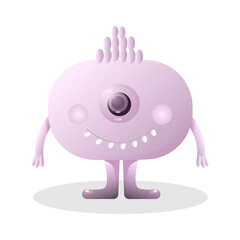 Funny cute colorful one-eyed monster. Cartoon vector illustration. Happy Halloween