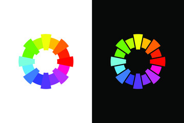 Colorful circle concept in black and white background. Very suitable in various purposes apps, websites, symbol, logo, icon and many more.