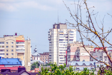 Apartment houses in the city and a sleeping area