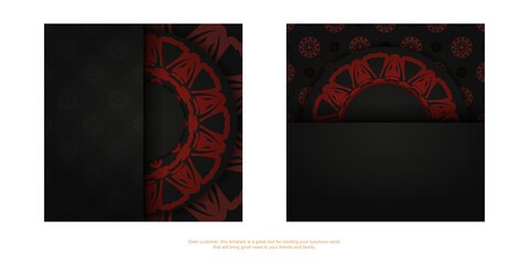 Vector Template for print design postcard BLACK colors with Greek ornament. Preparing an invitation with a place for your text and patterns.