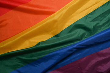 Colorful rainbow flag, symbol for the LGBT community.