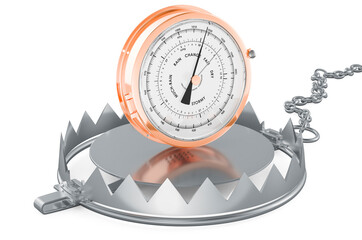 Bear trap with barometer, 3D rendering