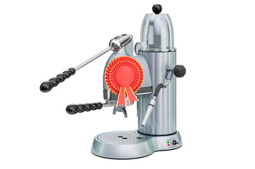 Coffee machine with best choice badge, 3D rendering