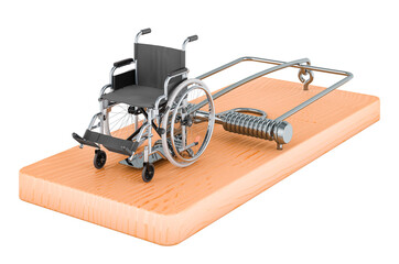 Manual wheelchair inside mousetrap, 3D rendering