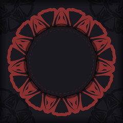 Vector vector design of postcard BLACK colors with greek patterns. Invitation card design with space for your text and ornaments.