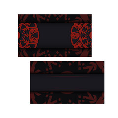 Invitation template with place for your text and ornament. Vector vector design of postcard BLACK colors with greek ornament.