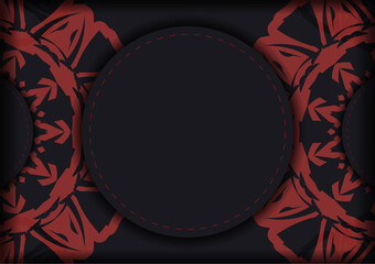 Vector invitation card with place for your text and patterns. Vector Ready-to-print postcard design in BLACK colors with Greek patterns.