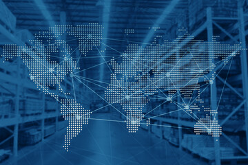 International shipping products distribution from world warehouse management technology and...