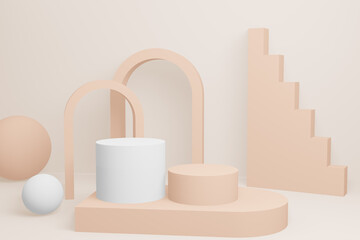 Minimal background for fashion products display advertising 3D rendering stage backdrop.