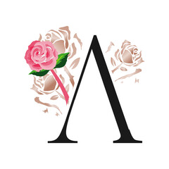 simply beauty initial A rose letter logo vector illustration