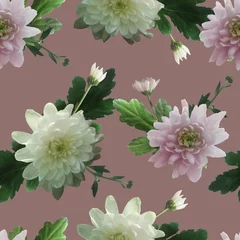 Foto auf Acrylglas Photo and Digital Seamless Pattern with Nature Chrysanthemums Flowers. © Irinka Dimkovna