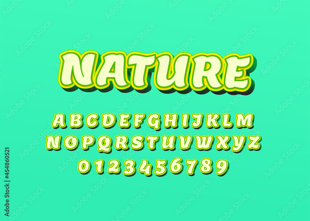 Fototapete fresh and nature style custom font alphabet letters and numbers .