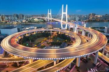 Stickers pour porte Pont de Nanpu Inner Ring Road To Shanghai