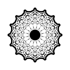 Ornamental round pattern with floral elements for smart modern coloring book for adult, shirt design or tattoo. Hand-drawn zen doodle background