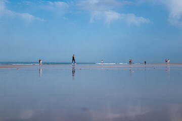 La Barrosa beach, at low tide, in Sancti Petri.