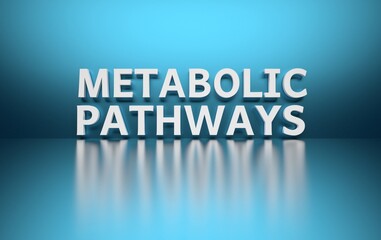Scientific term Metabolic Pathways written in bold white letters on blue background