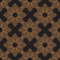 Black seamless pattern with vintage ornaments. Good for backgrounds, prints, apparel and textiles. Vector illustration.