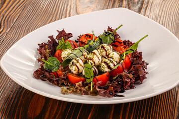 Salad with mozzarella and tomato