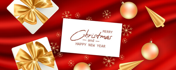 Fototapeta na wymiar Marry Christmas and Happy New Year card