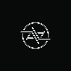 initial modern grey monogram letter AA AZ creative logo concept in black background design template