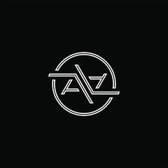 initial modern grey monogram letter AA AZ creative logo concept in black background design template