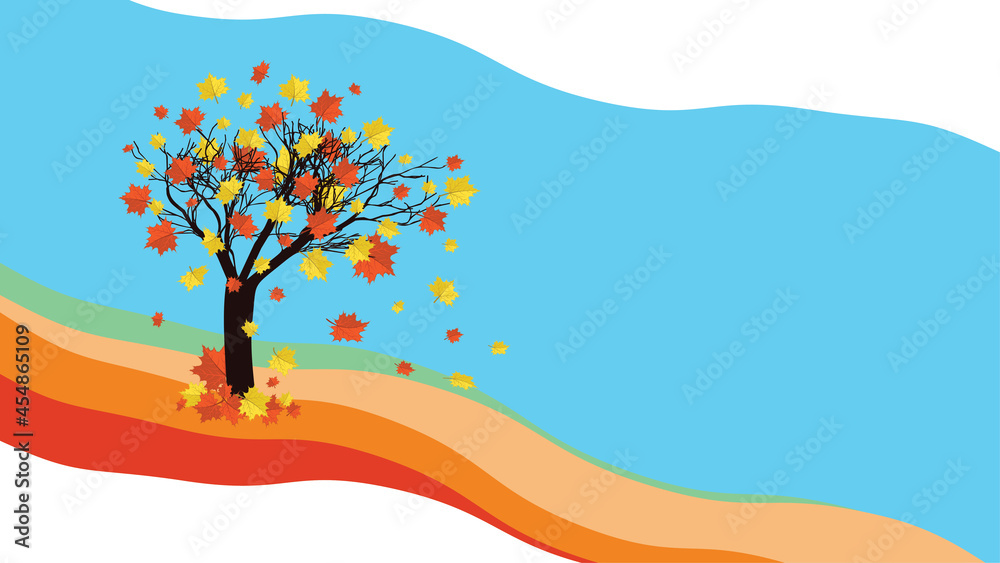 Wall mural Autumn maple tree and blue sky