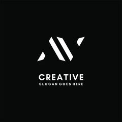 Obraz premium initial modern white monogram letter AA AV simple logo concept in black background design template