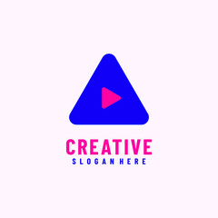 modern triangle player logo design concept