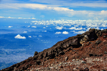 mountain and clouds