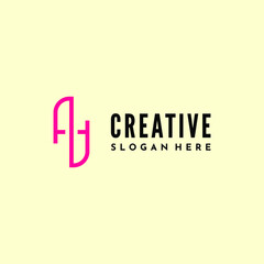 initial modern pink monogram letter AA creative logo concept