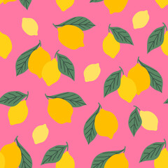 Lemon seamless pattern for apparel design, textile, wallpaper, fabric. Fruit patterns. Citrus background. - 454866799