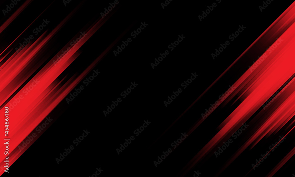 Wall mural abstract red light speed dynamic on black technology futuristic background vector