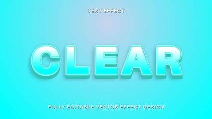 3d Gradient Cyan Blue Word Clear Editable Text Effect Design