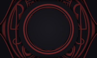 Design background with luxurious ornaments. Black vector background with Maori ornaments and place for your logo.