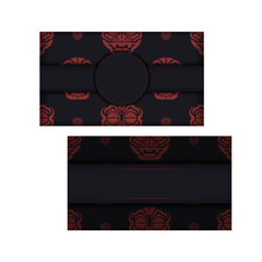 Template for print design postcard BLACK colors with face of Chinese dragon patterns.