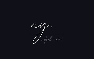 Stylish and elegant letter AY with dark blue background signature logo for company name or initial 