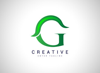 Letter Logo G Design, starting with g, green gradient leaf pattern