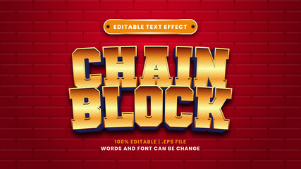 Chain block editable text effect in modern 3d style